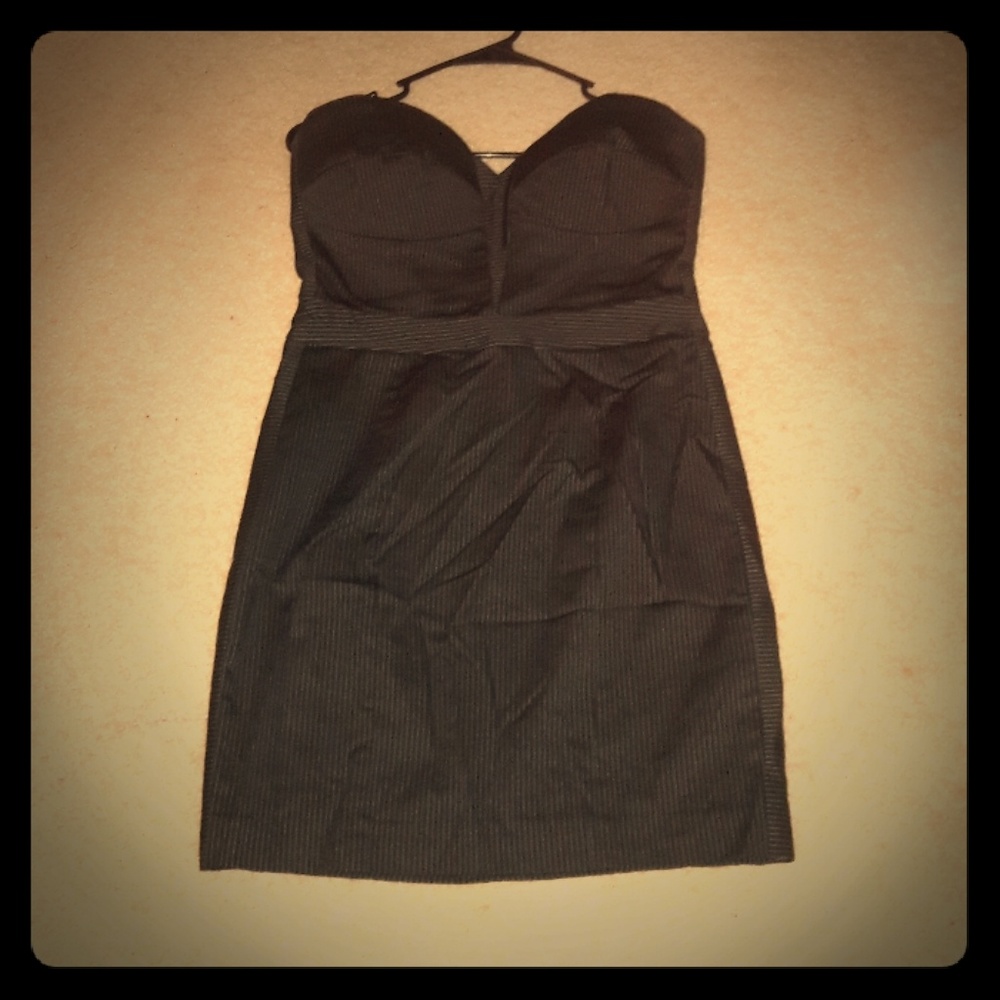 bebe strapless pinstripe dress